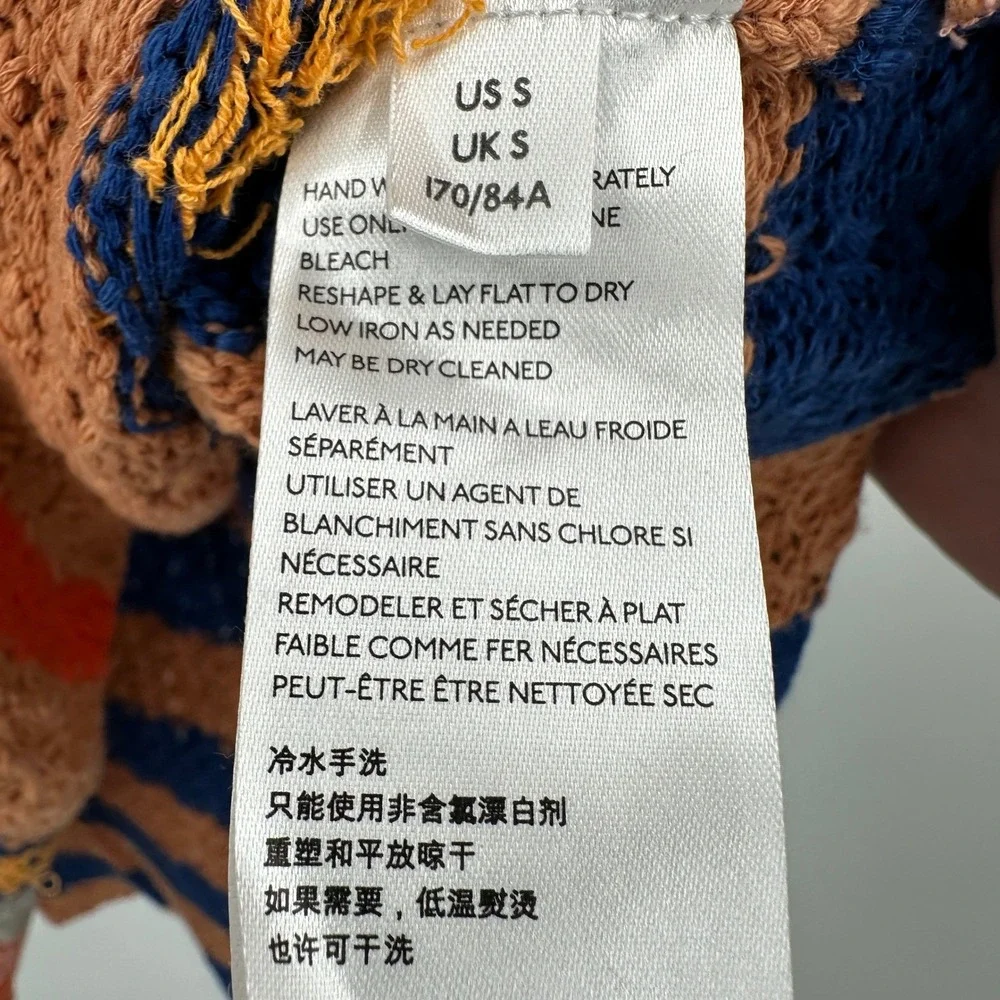 Free People Striped Knit Oversized Sweater Top Orange Pink‎ Blue Size S